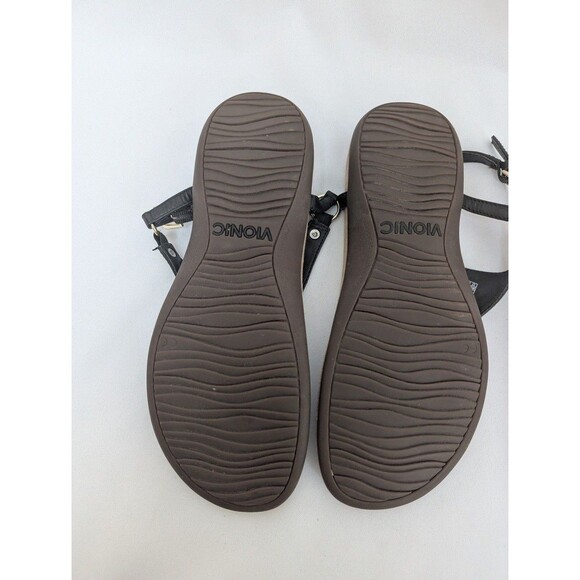 Vionic Rest Kirra Sandal Womens Sz 8 T Strap Orthotic Leather Black Thong - Picture 7 of 7